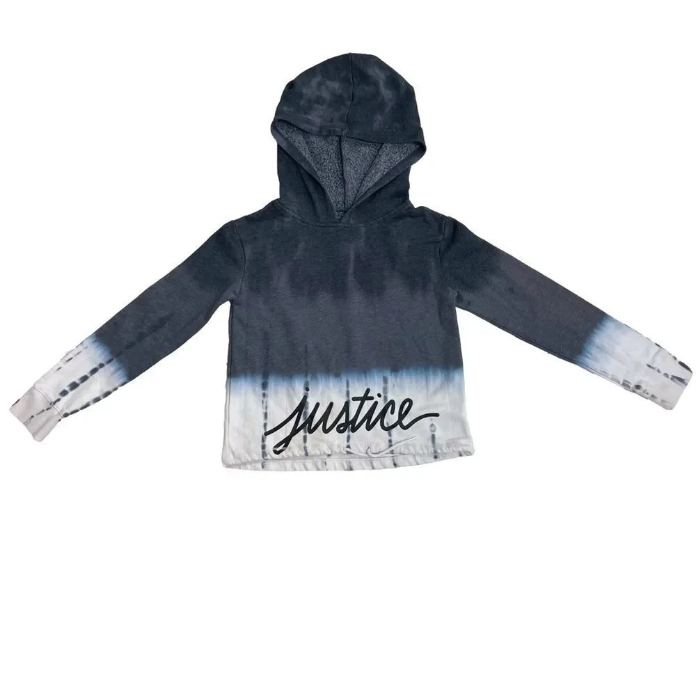 Justice Hoodie Sweatshirt Gray & White Girl’s Size 8